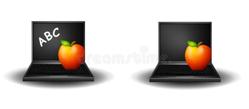 Red Apple Sitting on Laptops 2