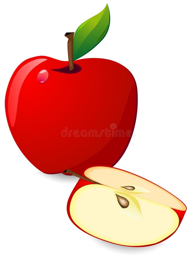 Red apple and slice