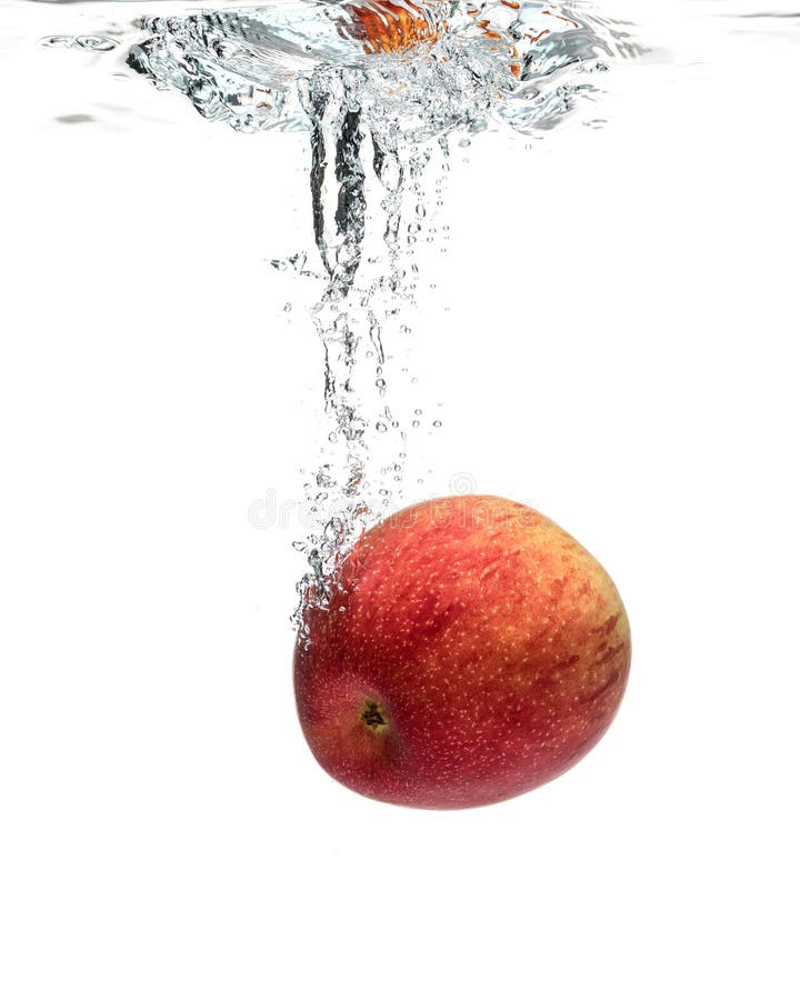 Red Apple Splashing into Water Stock Photo Image of food, liquid