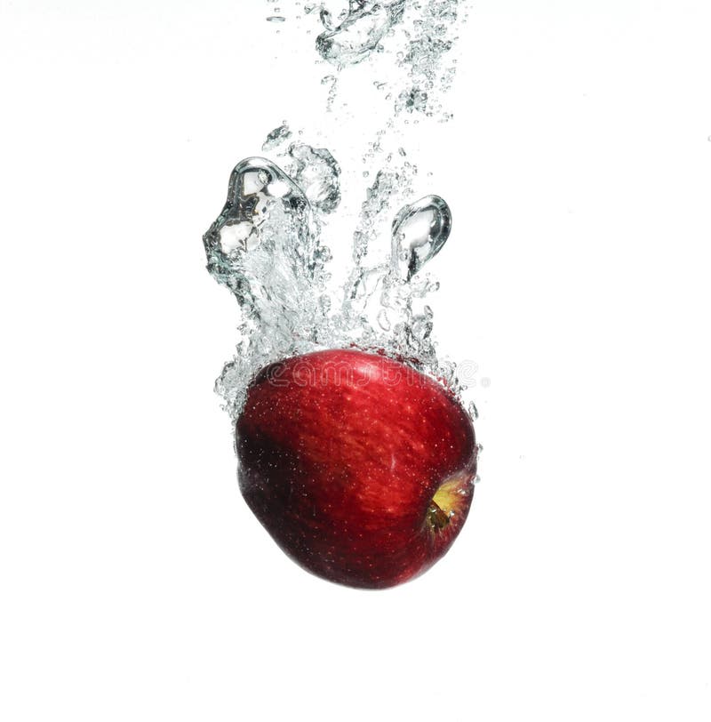 Red apple under water