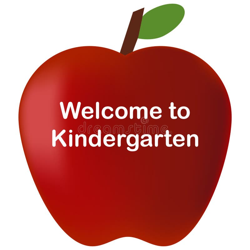 Back To School To Kindergarten Red Apple Stock Illustration