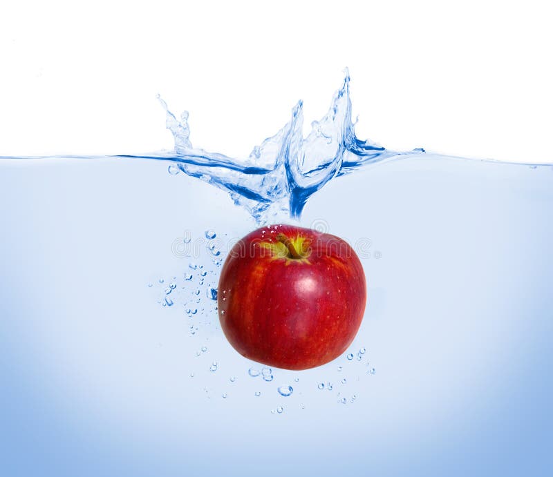 Red apple in the water