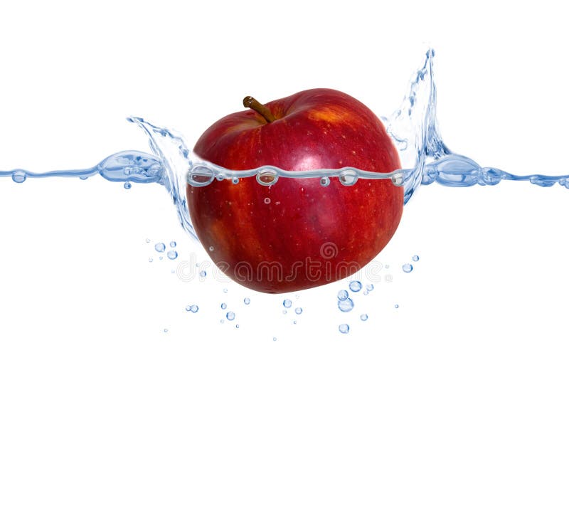 Red apple in the water