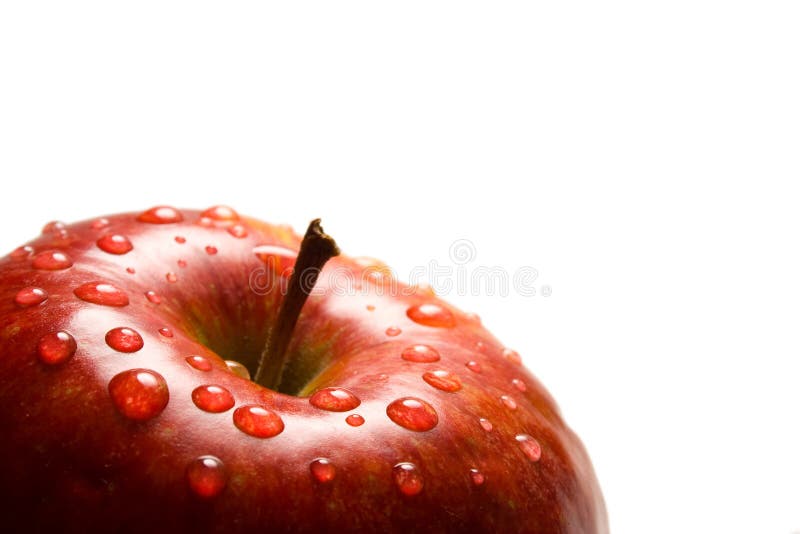 Red apple with water-drops
