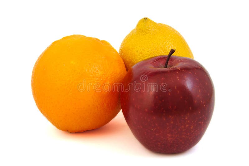 Red Apple, Yellow Lemon And An Orange Stock Illustration Illustration