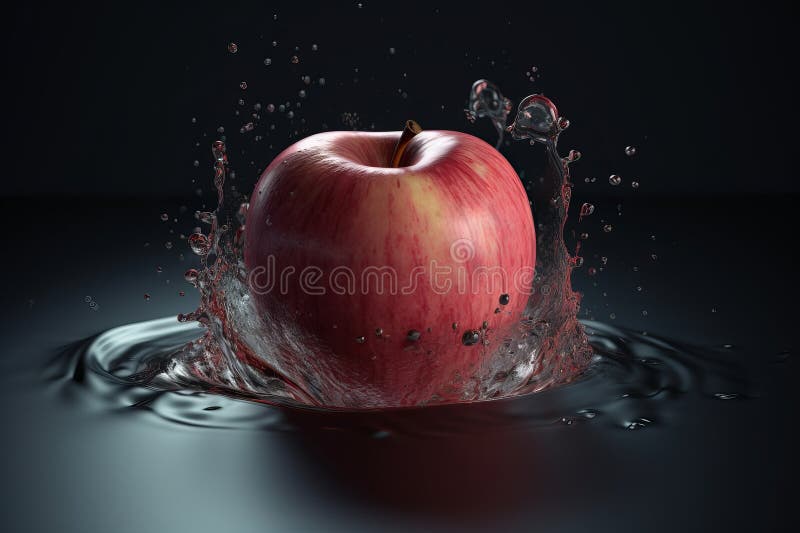 Red apples, water splash stock illustration. Illustration of together