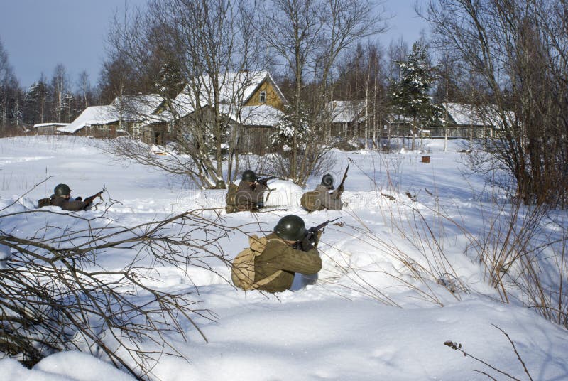 Red Army soldiers shoots