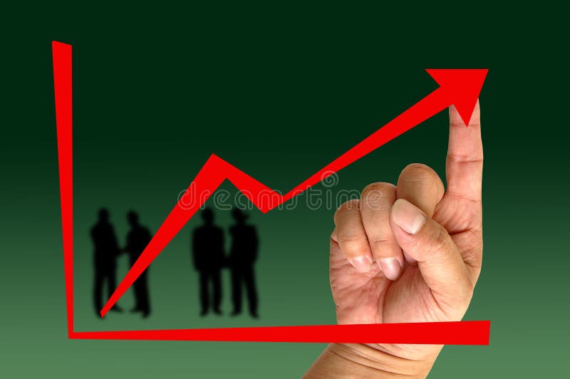 Red arrow with hand stock photo. Image of isolated, gesture - 30989588