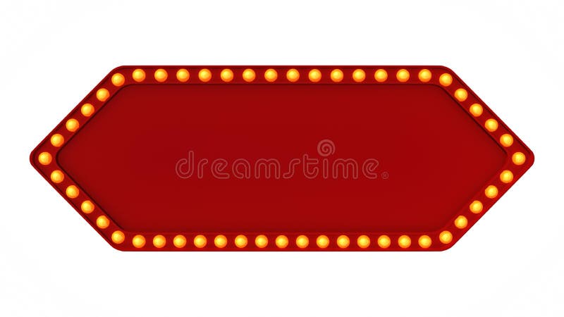 Red Arrow Marquee Light Board Sign Retro on White Background. 3d Rendering  Stock Illustration - Illustration of lamps, frame: 117619357