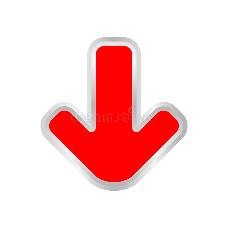 Red arrow pointing down isolated on white background, clip art red arrow  icon pointing to down, arrow symbol indicates red. - Stock Image -  Everypixel