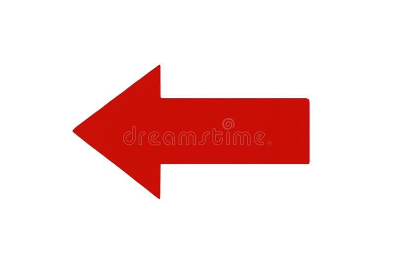 Red arrow pointing left direction on a clean surface, simple graphic element vector illustration