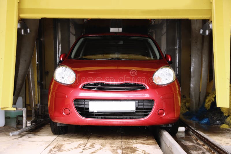Red Auto at Automatic Car Wash Stock Image Image of washer, bleach