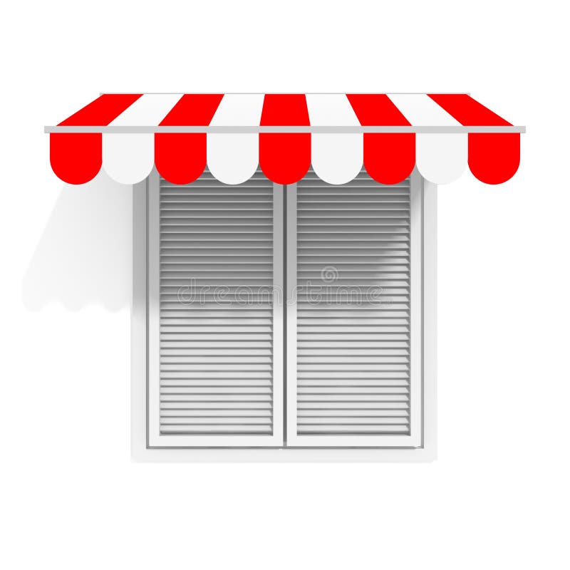 Download Red Awning Sunshade Over Closed Window. Design Mockup Template Stock Illustration - Illustration ...