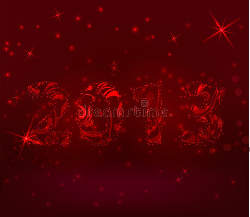Red background with abstract swirl 2013 sign. Red background with abstract swirl 2013 sign