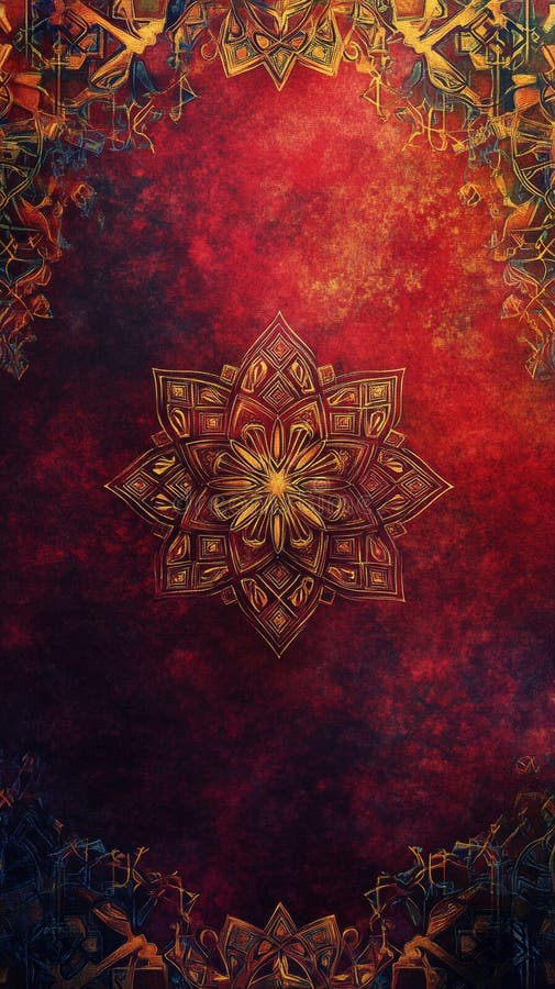 A red background with a gold and black design royalty free illustration