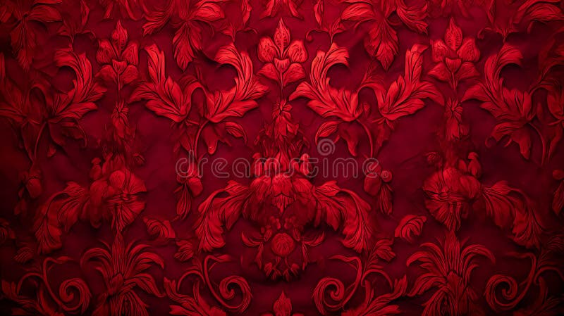 A red background with a red flower pattern. The flower pattern is very detailed and intricate AI generated