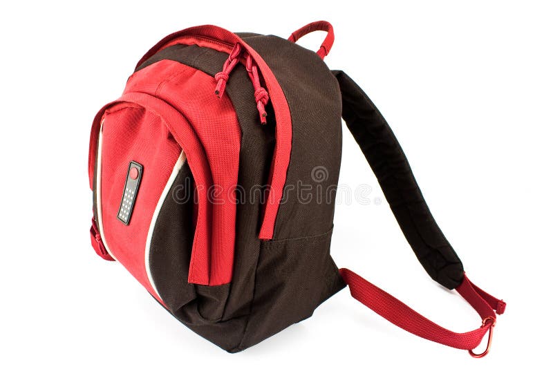 Red backpack stock photo. Image of black, object, adventure 23710416
