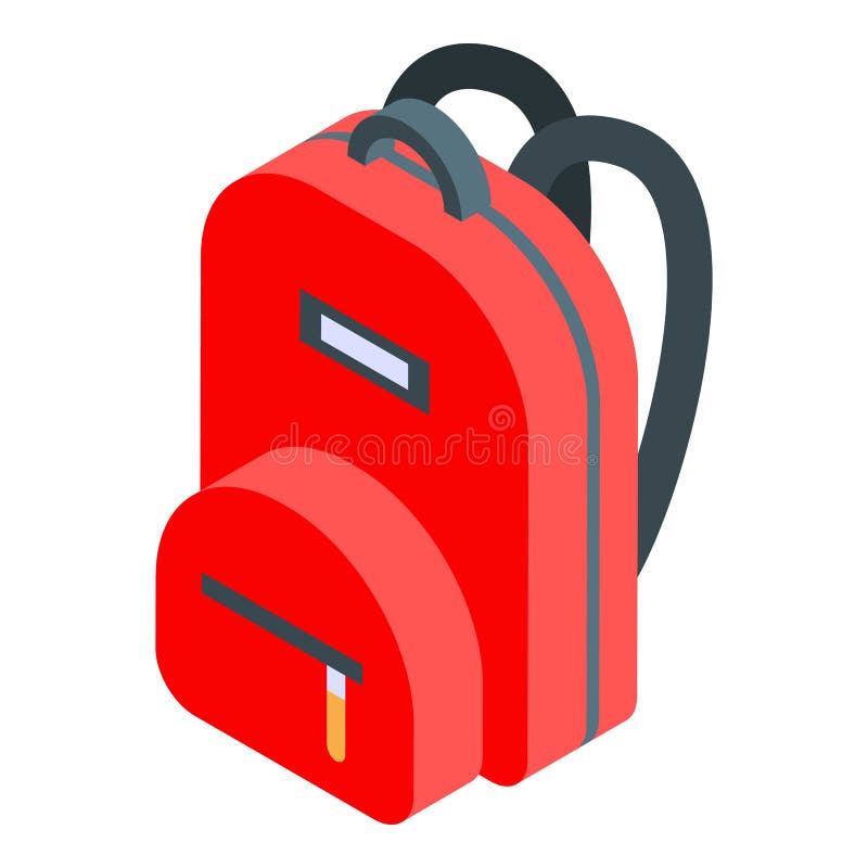 Backpack Schoolbag Icon, Cartoon Style Stock Vector Illustration of