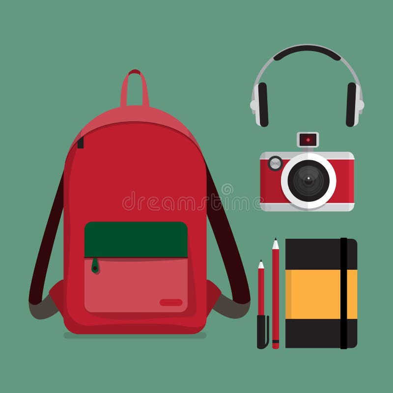 Red Backpack Clip Art - Red Backpack Vector Image