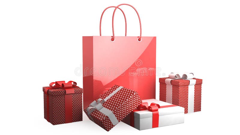 Red bag with presents