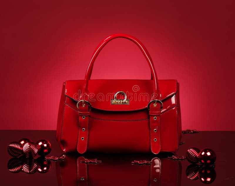 Red Bag. Red Background and Reflection Stock Photo Image of beauty