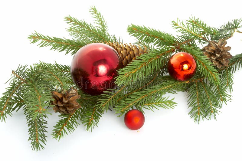 Red ball hanging from christmas tree