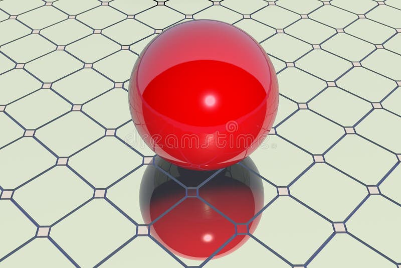 Red ball on a mirror