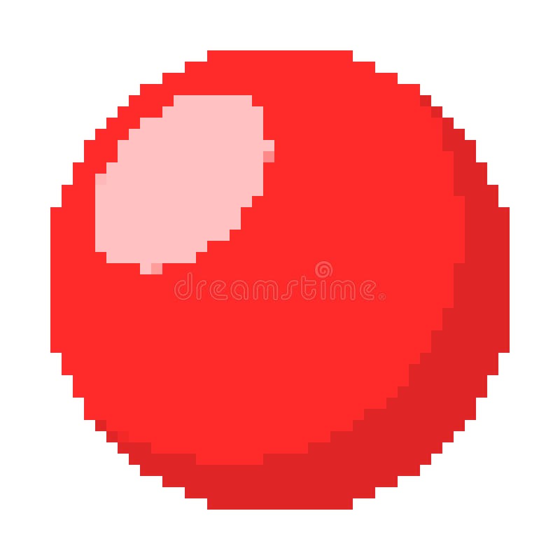 Red Ball in Pixel Art Design. Vector Illustration Stock