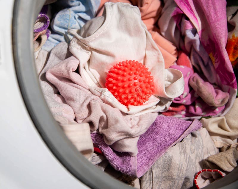 Red Ball for Washing Clothes in the Washing Machine. Improving the
