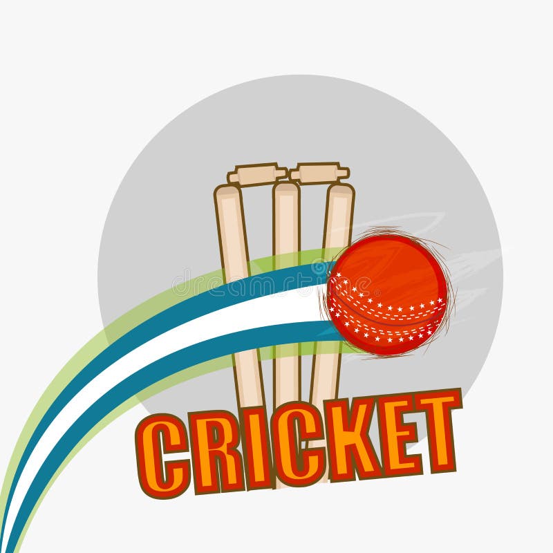 Red Ball with Wicket Stumps for Cricket. Stock Illustration - Illustration  of player, night: 48486182