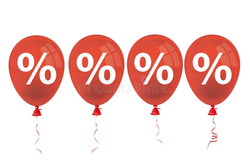 4 Red Balloons Percents stock illustration 4 Red Balloons Percents stock illustration