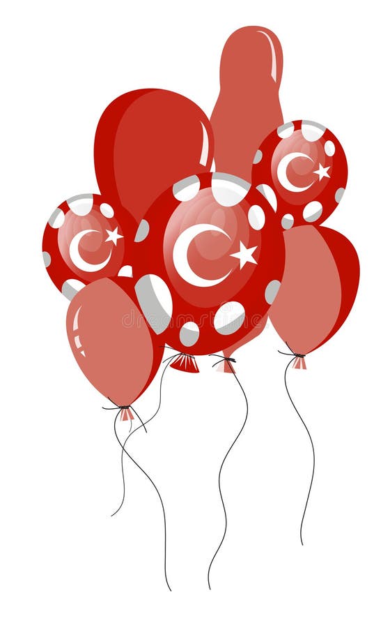 Red balloons of turkish flag