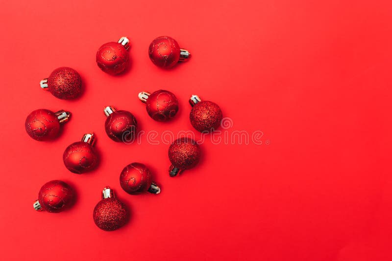 Red balls flat lay stock photo. Image of background 165451598