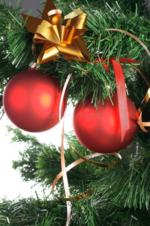 Red Balls Hanging From Christmas Tree Picture. Image 3710599