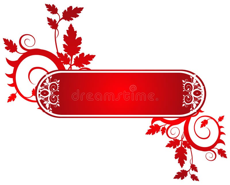 Red Banner on a Flower Ornament Stock Vector Illustration of