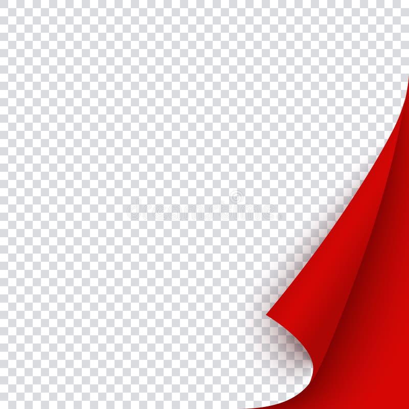 Red banner template with curled corner. Square bent paper page for christmas sale, promo or flyer, empty red sticker for