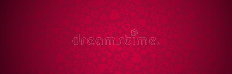 Red banner with valentines hearts and keys. Valentines greeting banner. Horizontal holiday background, headers, posters, cards