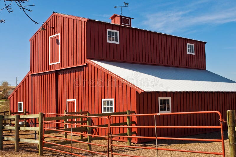 Red Barn with Slate Roof and Cupola Stock Photo Image of copula