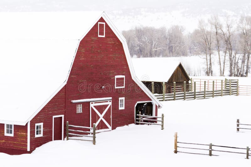 Snowy Winter Barn Stock Photo Image Of Snowy January 36829228