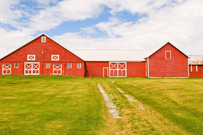 Red barn and farmyard royalty free stock photos
