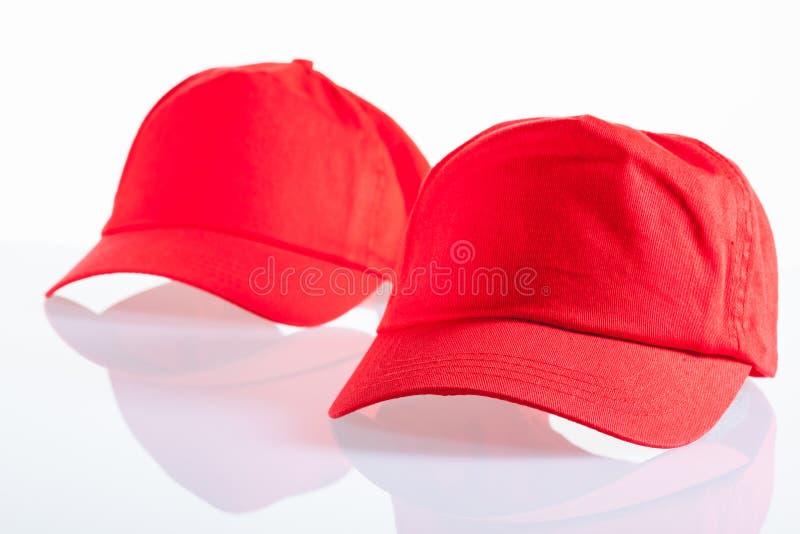 Red baseball caps stock photo. Image of headgear, accessory 28872388