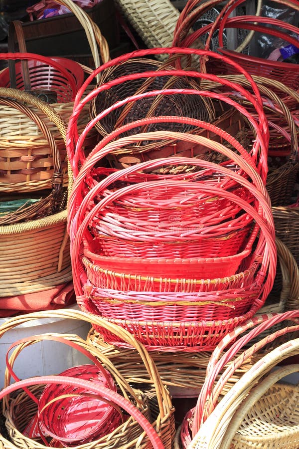 Red basket stock image. Image of wicker, woven, decoration 28850917