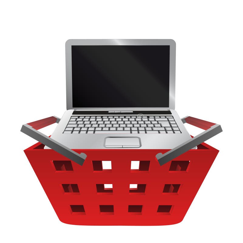Red Basket Shopping with Notebook Buy Vector Stock Vector