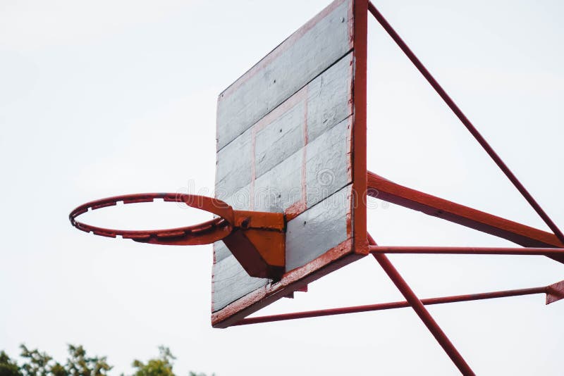 Red Basketball Hoop in the Woods Stock Photo Image of basketball