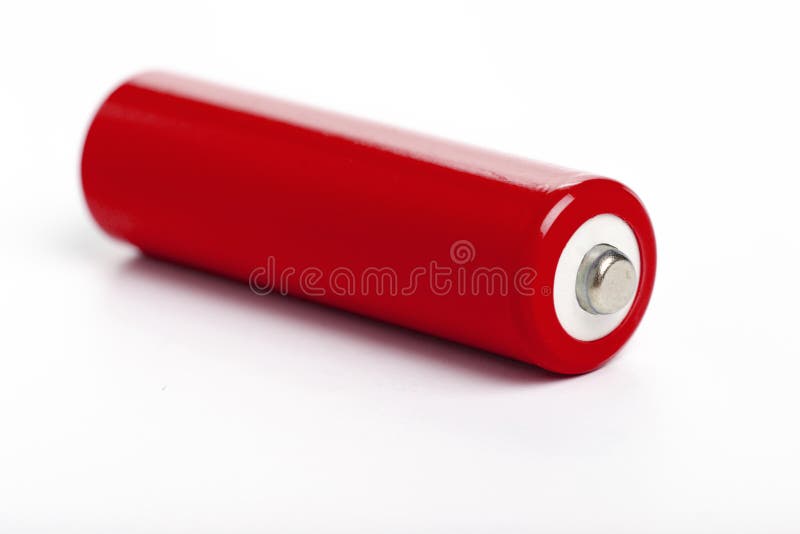 Red battery stock image. Image of battery, positive, white 85996513