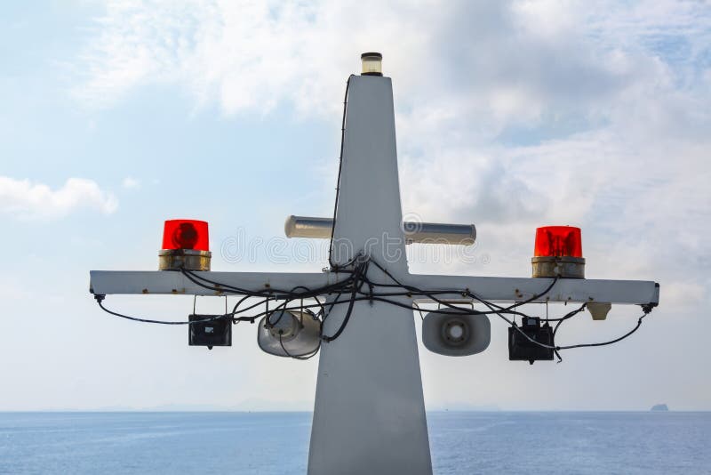 Boat mast with lights stock photo. Image of reflection 116327514