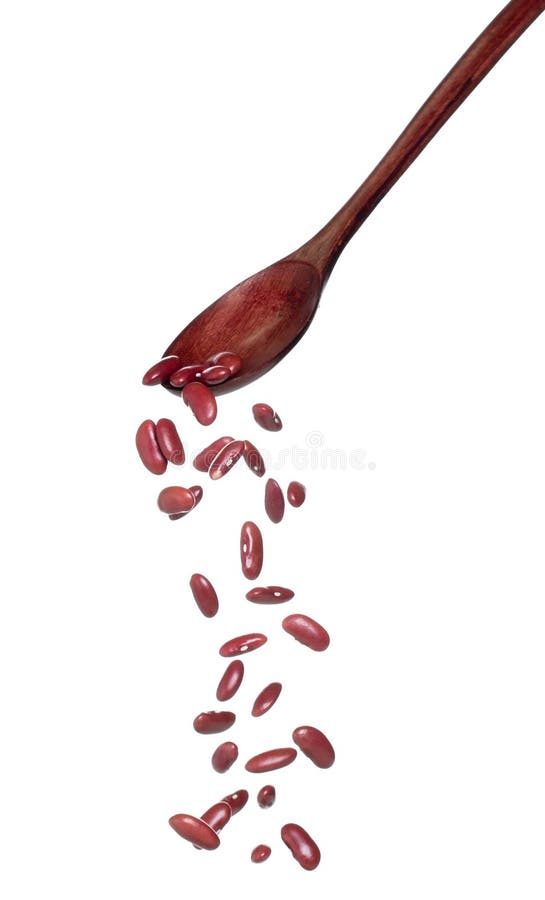 Red Bean Fall, Red Grain Beans Explode Abstract Cloud Fly from Wooden
