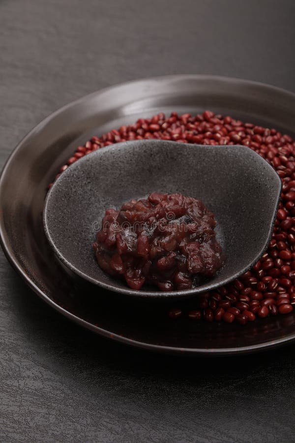 Red Bean Paste and Azuki Beans on a Plate Stock Image Image of japan