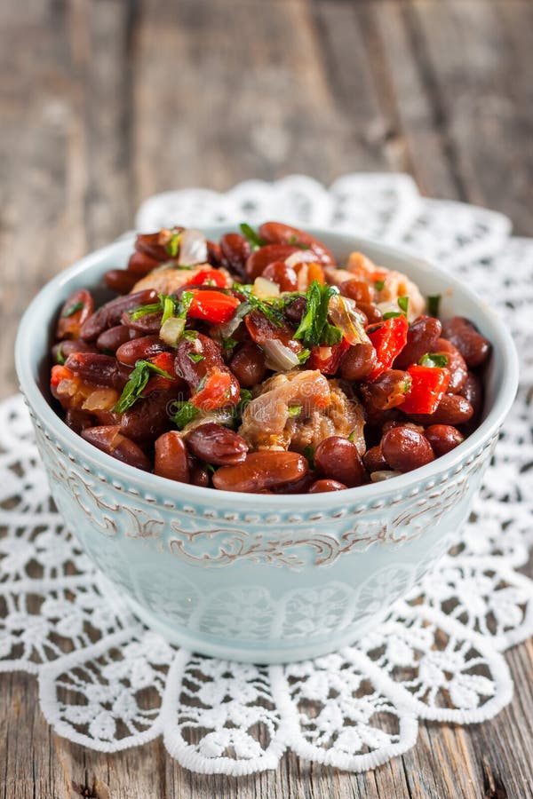 Red Bean Stew in Tomato Sauce with Sausage Stock Image Image of lunch