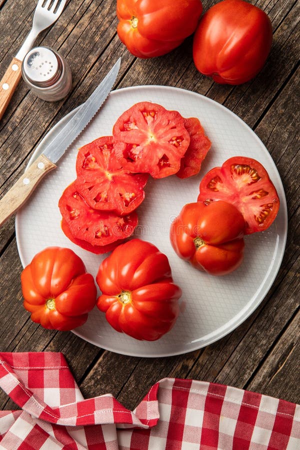 Sliced Red Beefsteak Tomatoes Stock Image Image of food, nutrition